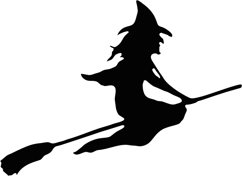 Witch Riding Broom Silhouette Smoothed