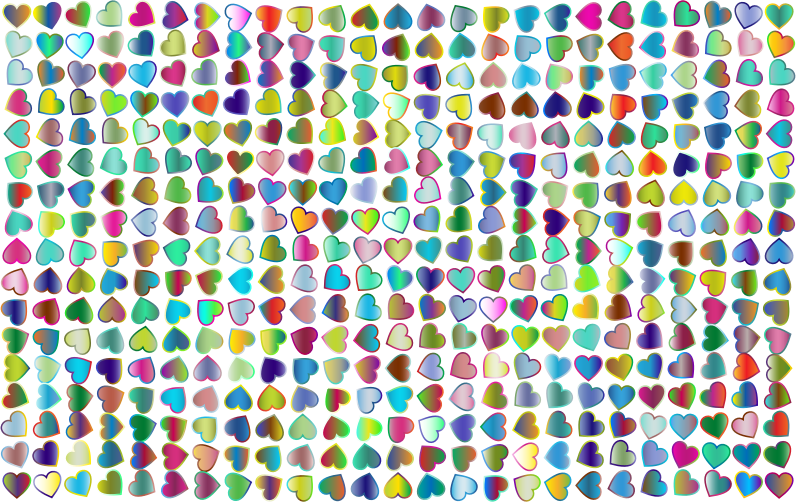 Stylized Hearts Background Prismatic No BG