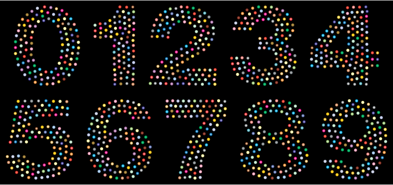 Numbers Circles Font Prismatic 2 With BG