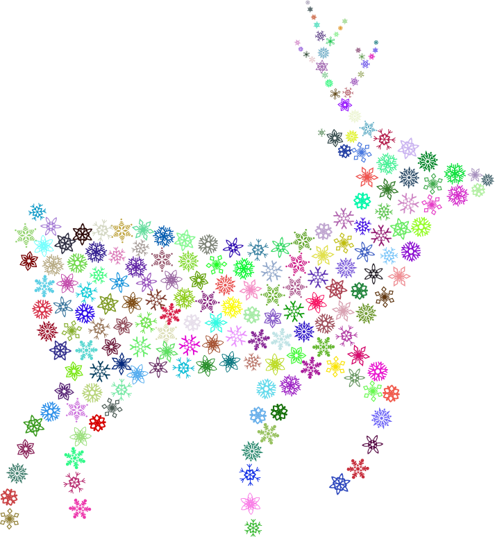 Deer Silhouette Snowflakes Prismatic