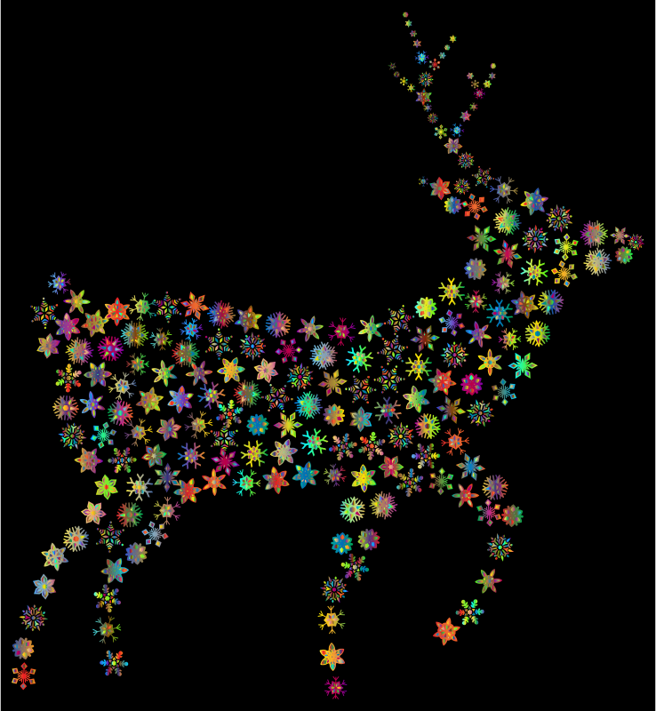 Deer Silhouette Snowflakes Polyprismatic