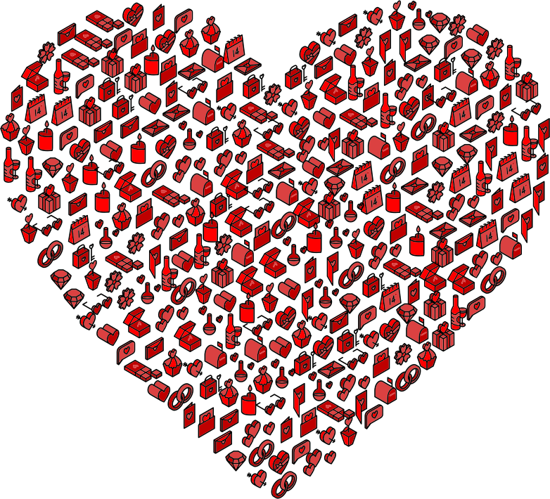 Isometric Valentines Icons Heart