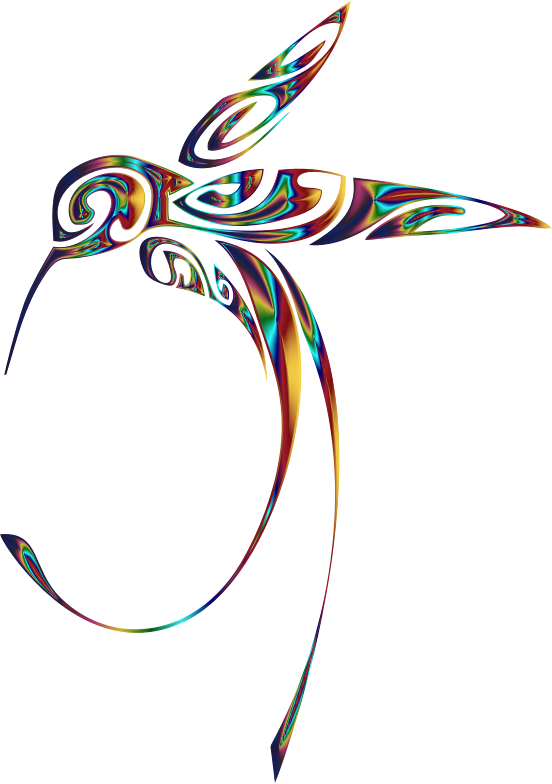 Ornamental Hummingbird Line Art Psychedelic