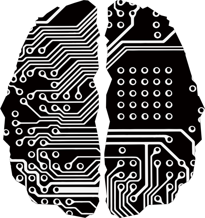 Cybernetic Brain Line Art Inverted