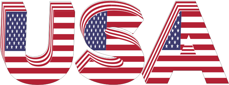 USA 3D Flag Typography With Stroke