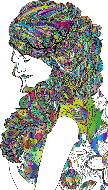 Decorative Floral Woman Polyprismatic