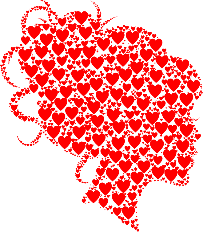 Female Head Profile Silhouette Hearts