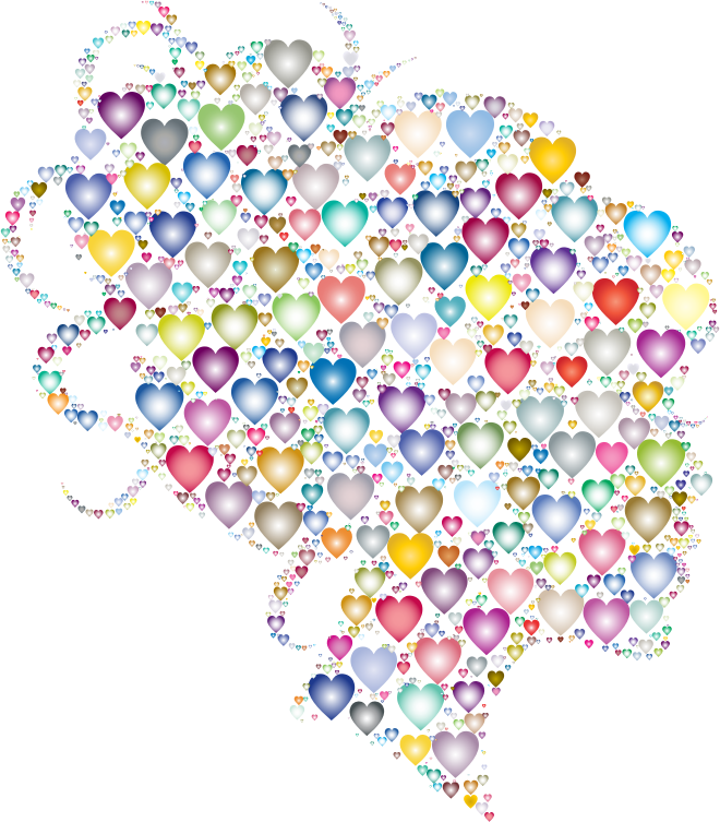 Female Head Profile Silhouette Hearts Prismatic