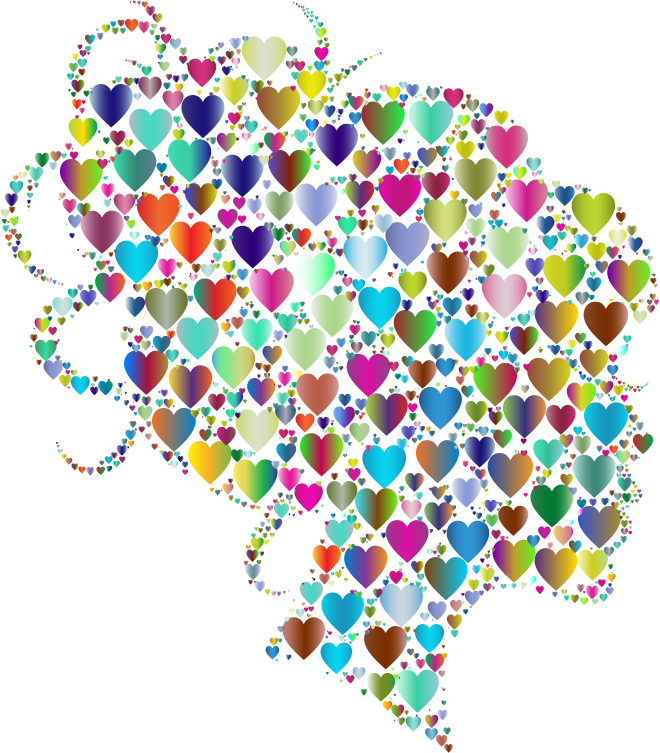 Female Head Profile Silhouette Hearts Polyprismatic