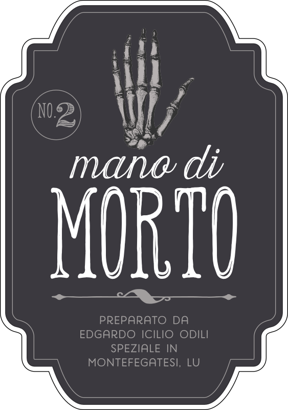 Etichetta per Halloween - Mano di morto