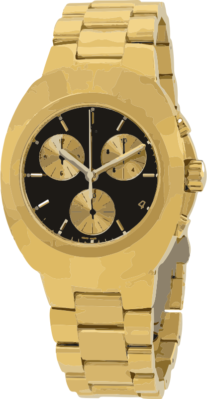 swiss watch in full gold and black - horlogerie - Openclipart