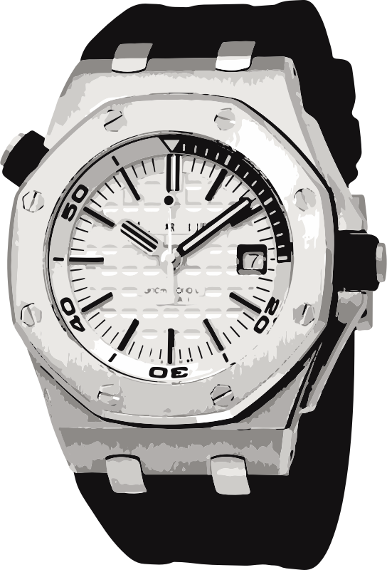 wrist watch clipart black and white sun