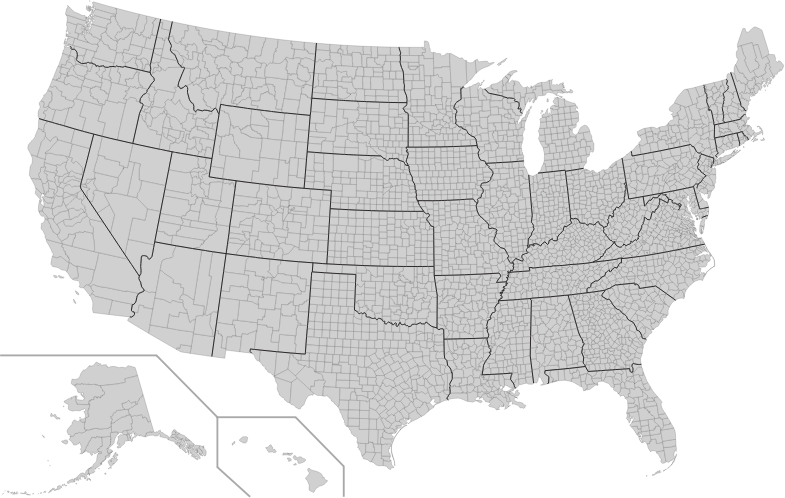 United States With County Borders