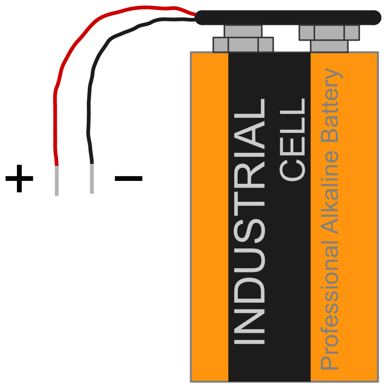 9 V battery with clip and polarity