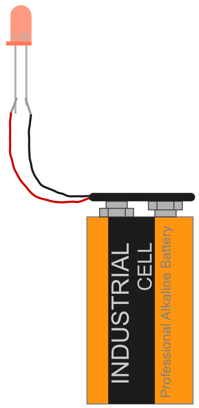 red led with 9 V battery