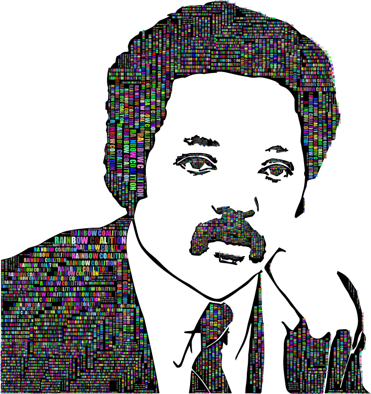 Jesse Jackson Portrait Typography Prismatic With Silhouette