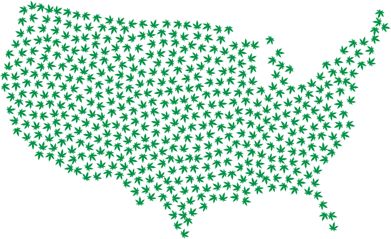 Marijuana America Map Green