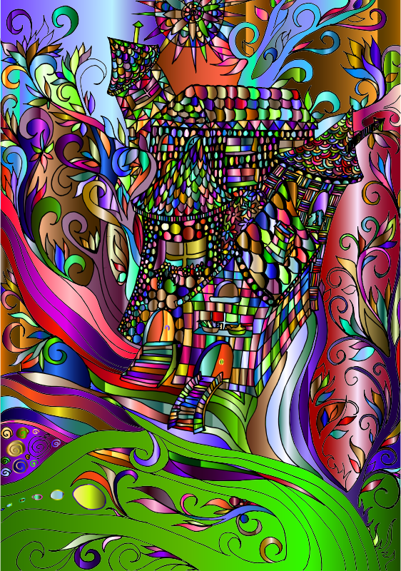 Fantasy Flourish Line Art Surreal