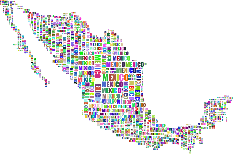 Mexico Map Word Cloud Prismatic