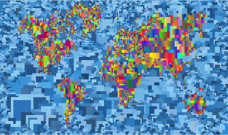 World Map Detailed Stylized Rectangles 2