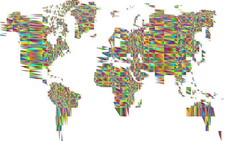 World Map Detailed Mesh Minus Ocean