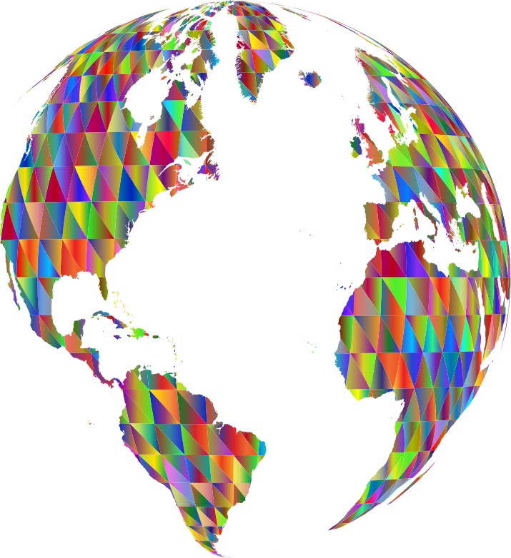 Polygonal Low Poly Polyprismatic World Globe No BG