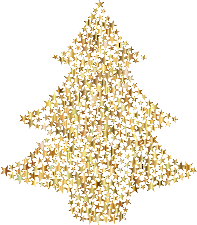 Christmas Tree Stars Gold No BG