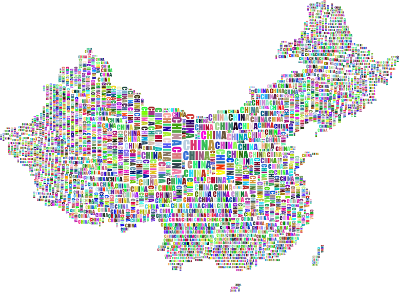 China Map Typography Prismatic