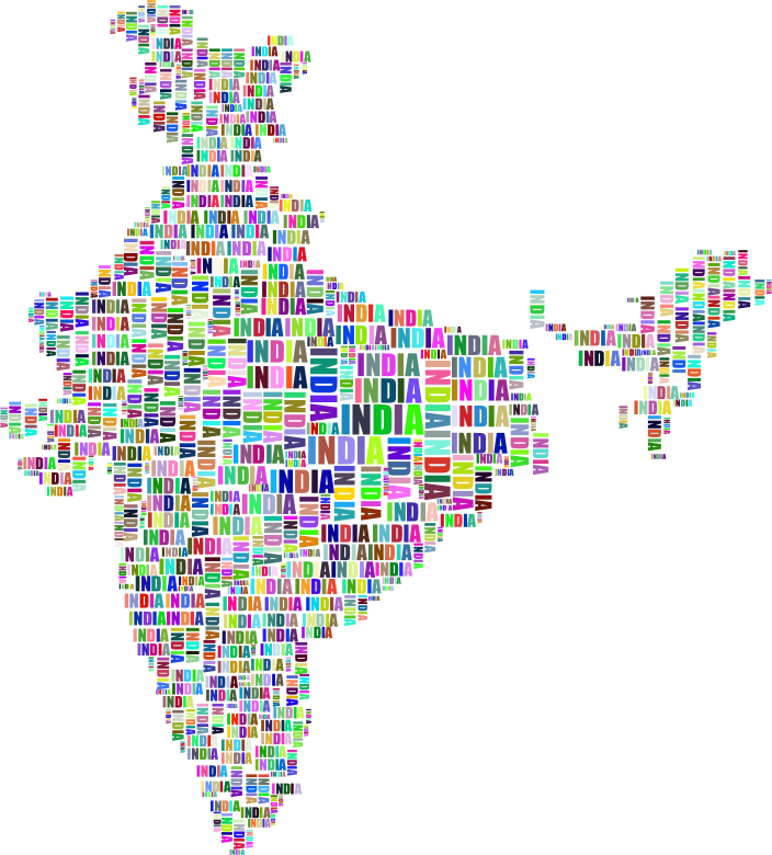 India Map Typography Prismatic