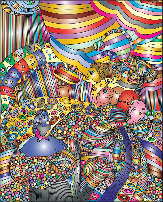 Alice In Wonderland Line Art Prismatic