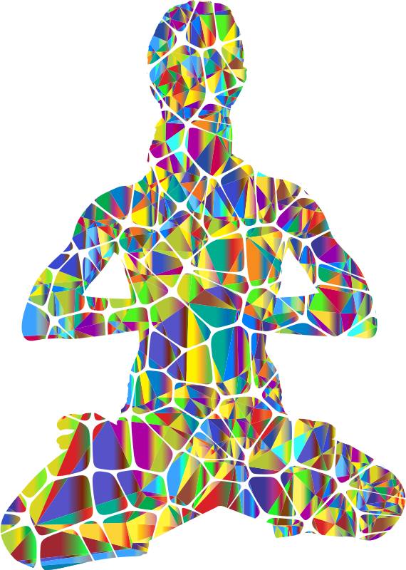 Female Yoga Pose 20 Silhouette Tiles And Triangles Polyprismatic