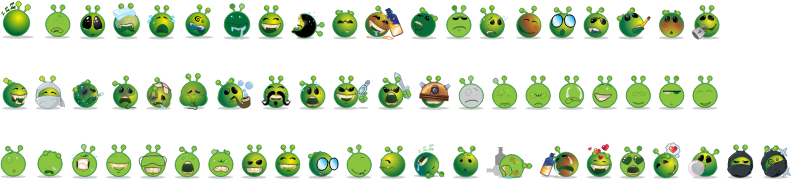 62 Aliens Emojis By LadyOfHats