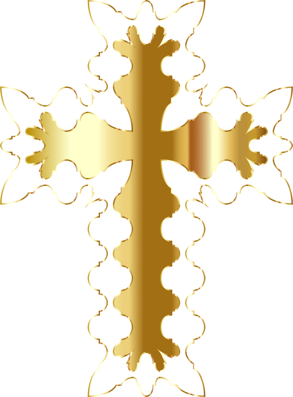 Geometric Braces Cross Gold 2 No BG - Openclipart