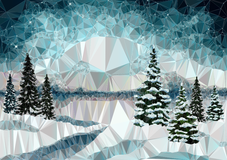 Idyllic Winter Landscape Low Poly