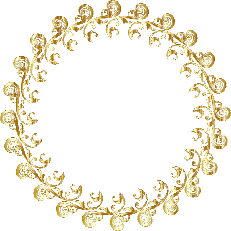 Flourish Ornament Silhouette Frame Gold No BG - Openclipart