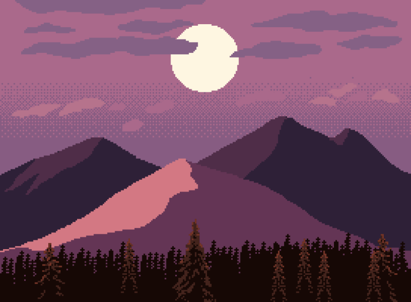 Mountain Pixel Art Grid