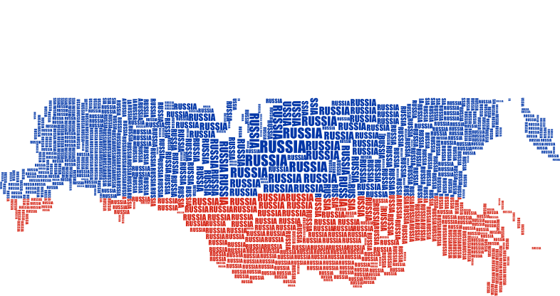 Russia Map Typography Flag Colors