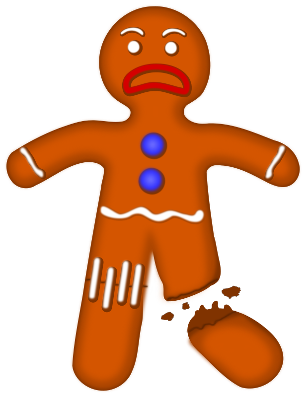 broken gingerbread man cartoon