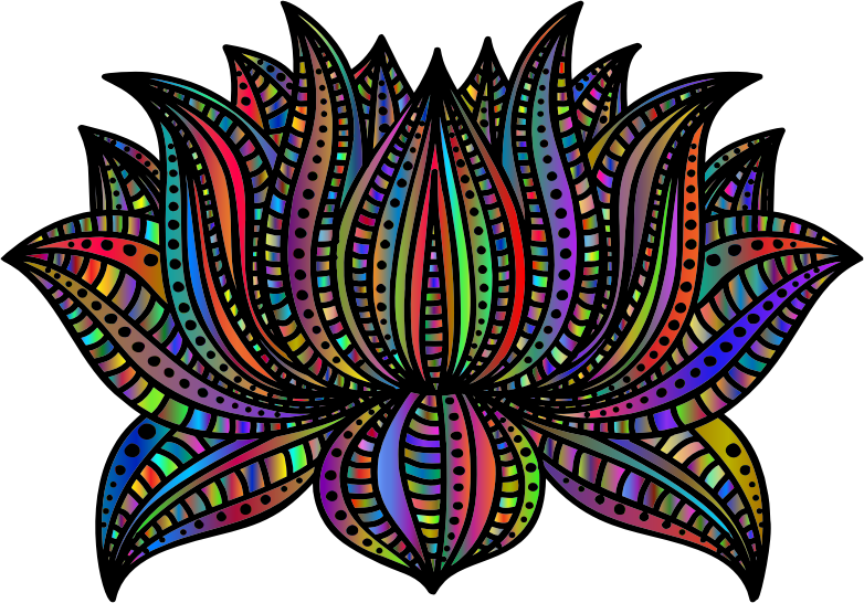 Decorative Lotus Line Art By AngelaRoseMS2 Polyprismatic