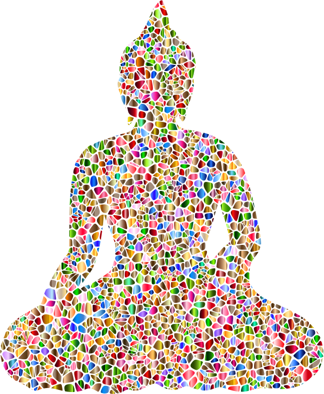 Sitting Buddha Silhouette Tiles Polychromatic