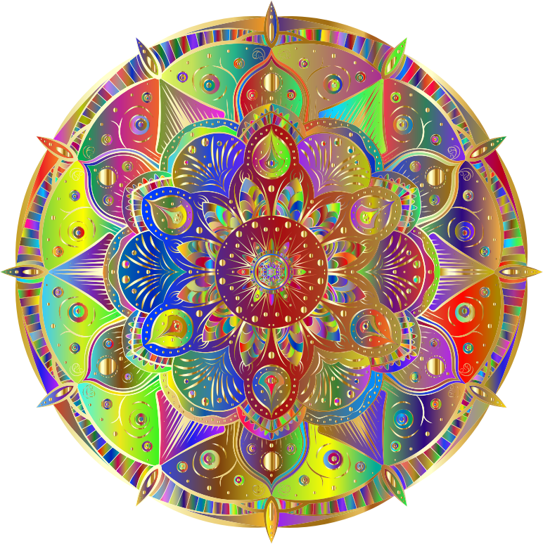 Intricate Floral Mandala By Amely II Polyprismatic Gold