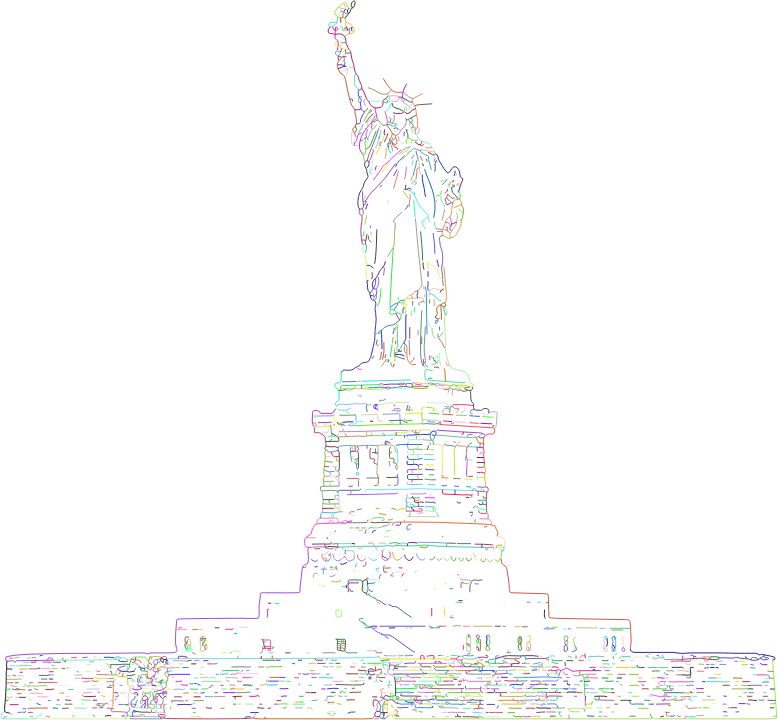 Statue Of Liberty Line Art Strokes Prismatic No BG