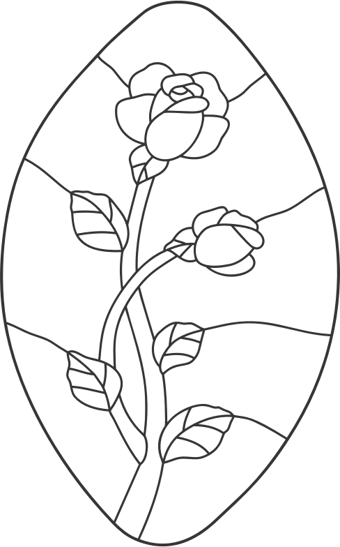 Rose Stained Glass Line Art