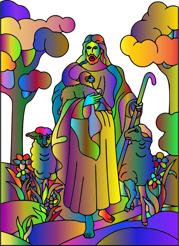 Jesus Christ The Shepherd Line Art Polyprismatic