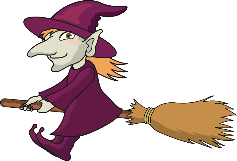 Witch on broom - Openclipart