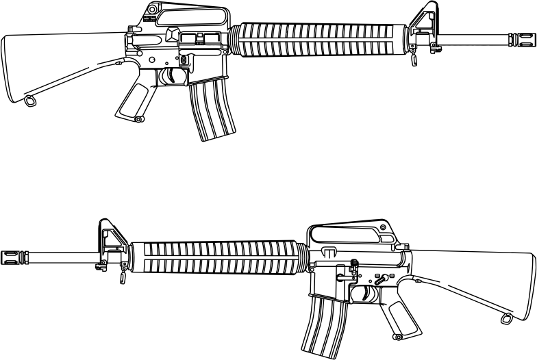 M16A2 Rifle Line Art