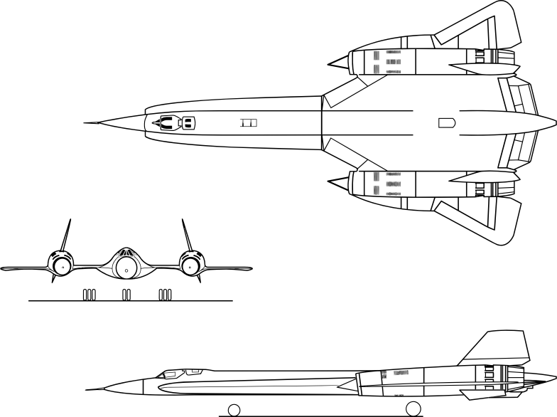 Lockheed YF12A Three View Line Art