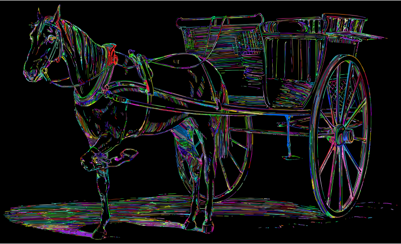 Vintage Horse And Carriage Line Art Prismatic