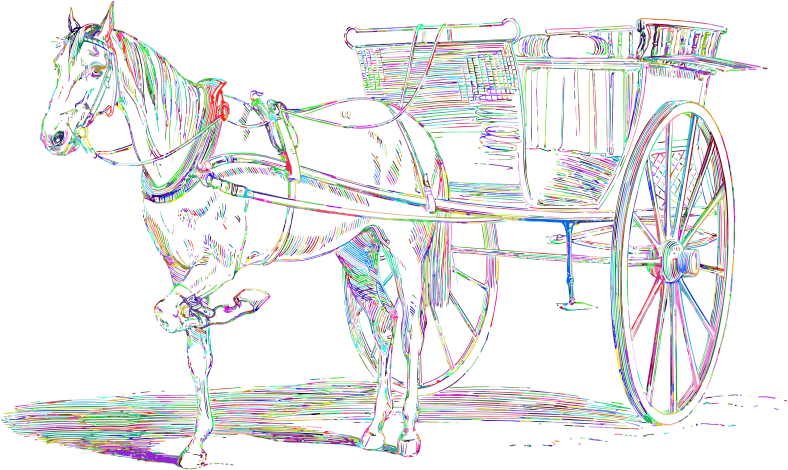 Vintage Horse And Carriage Line Art Prismatic No BG