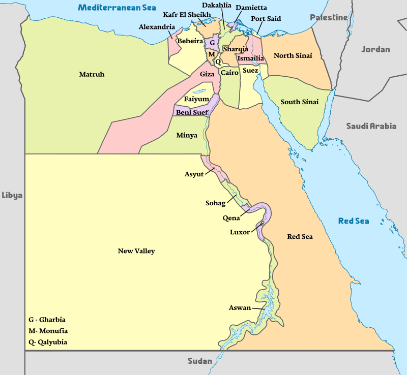 Egypt, administrative divisions map